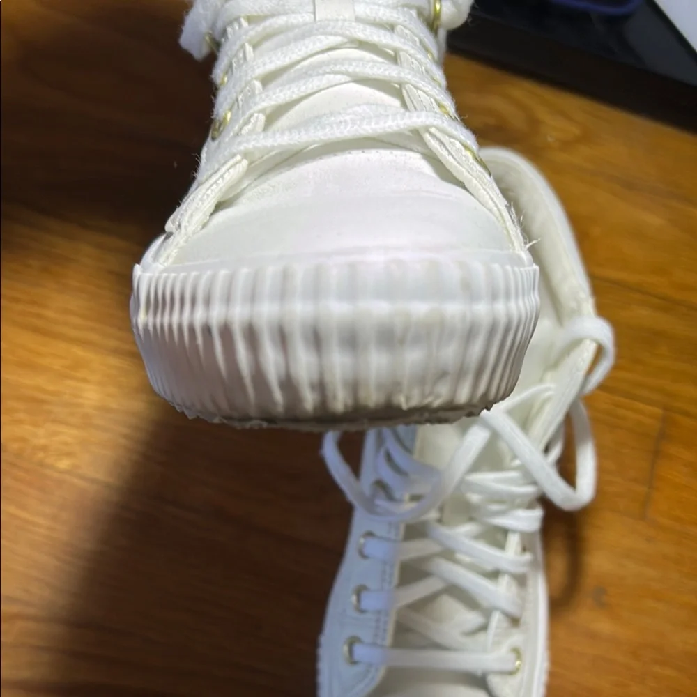 Keds White and Pink High-Top Sneakers with Textured Sole - Picture 5 of 10